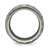 Edward Mirell Titanium Faceted Edge Brushed & Polished 12mm Ring